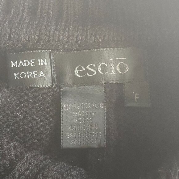 Vintage ESCIO Korean Knit Faded Black Cable Asymmetrical Collar Sweater Poncho - Picture 7 of 12